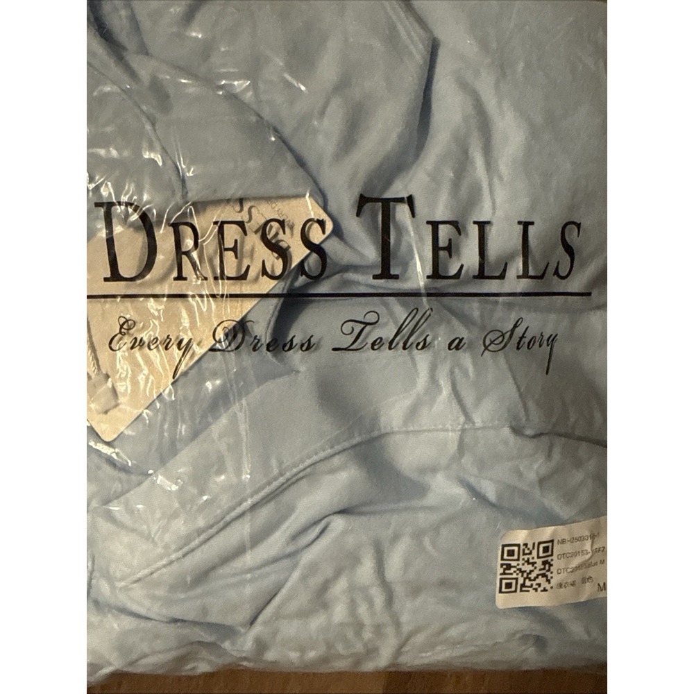 NWT M Light Blue Ruffle Short Sleeve V Neck A Lined Cottagecore Whimsical Dress - Picture 11 of 13